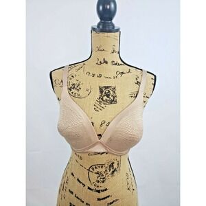 2 Blissful Benefits‎ Warner's Wireless Lace 2 Hook Brown Bra 36D Molded Cup Y53